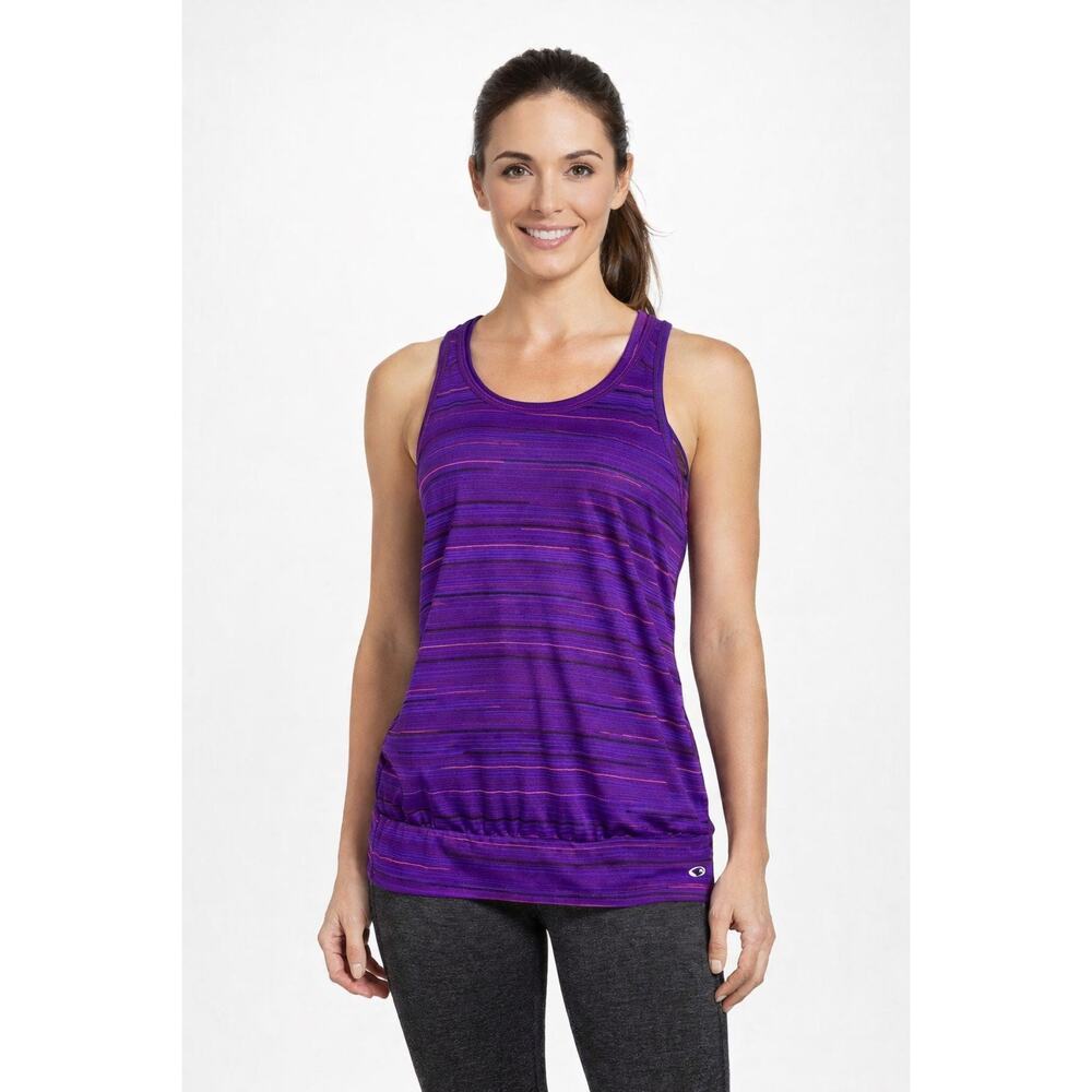 Champion DuoDry Racerback Athletic Tank Top Purple Pink Striped size S
